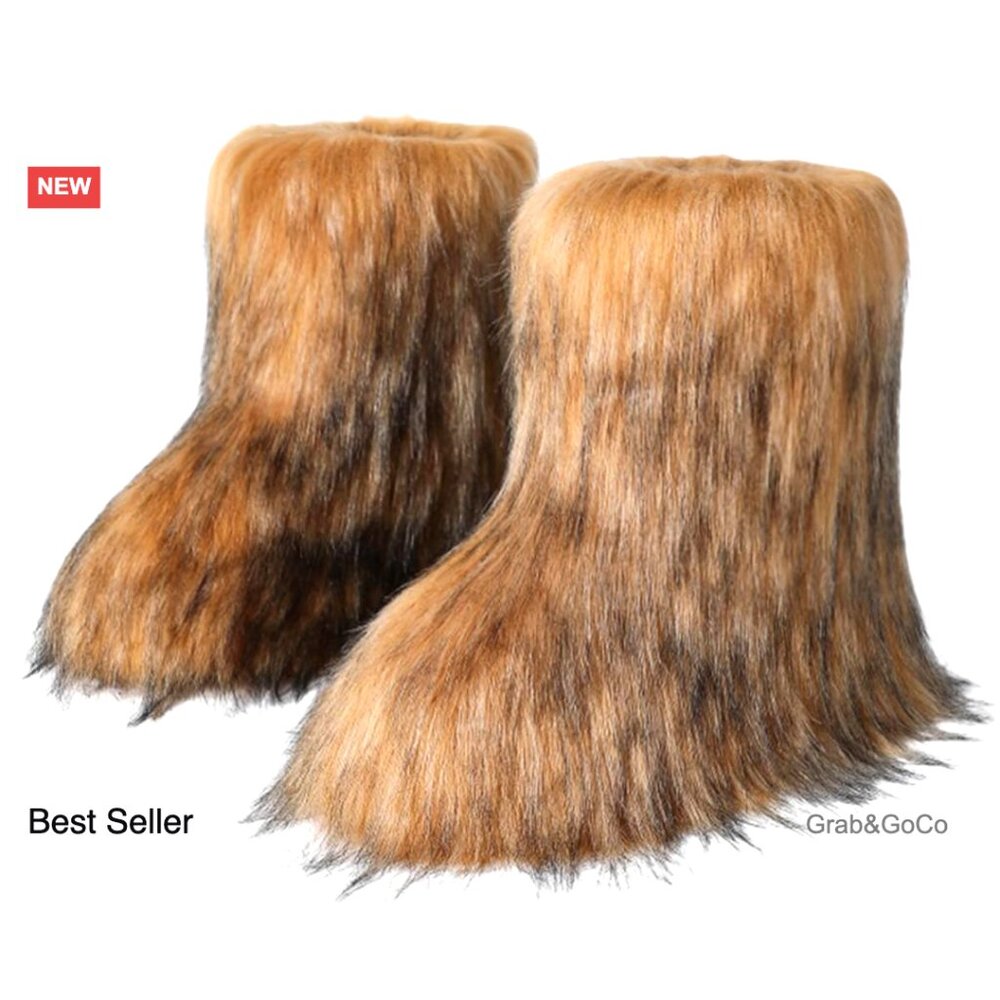 Faux Fur Mid-Calf Snow Boots Y2k Fashion Winter Warm Shoes With Fluffy Lining
